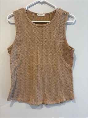 Bombom Sleeveless Textured Knit Tank — Light Brown ptp 19-22 length 23